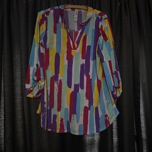 Multicolor Brushstroke Women's Blouse By Dear Scarlett